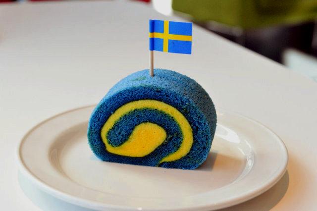 Swedish Flag Roll Cake